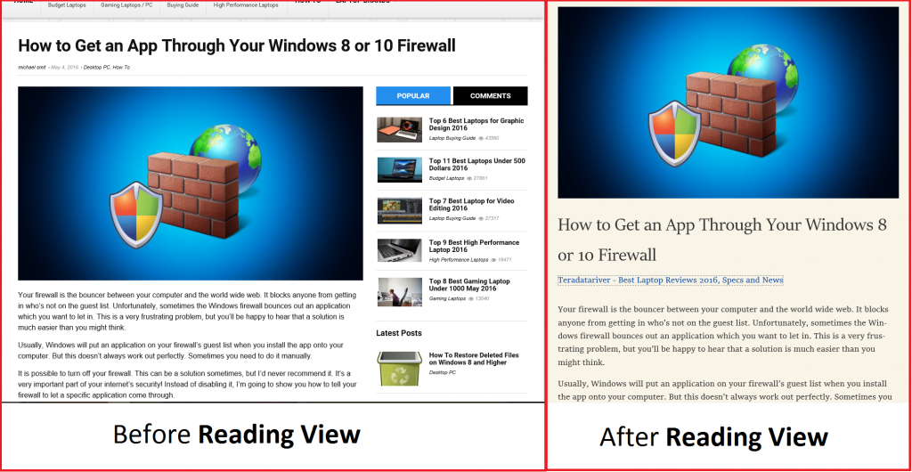 Reading View removes the clutter